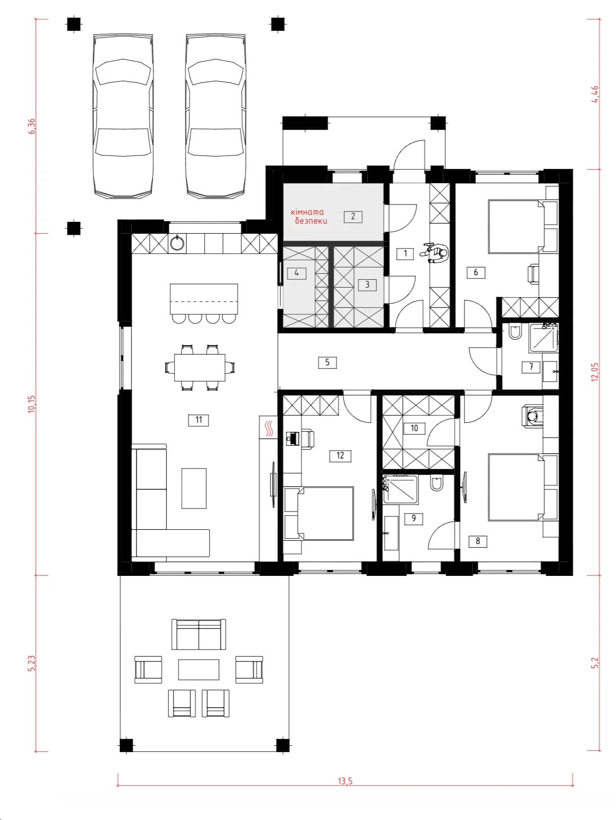 План Схема з розмірами · 125,5 м²