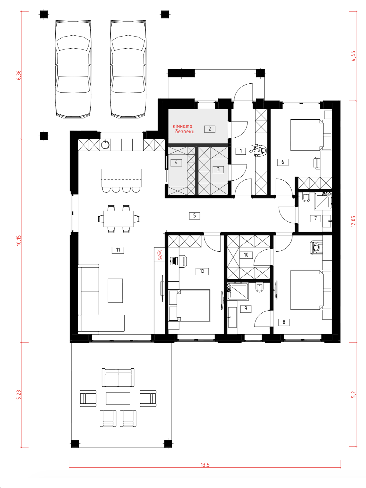 План Схема з розмірами · 125,5 м²